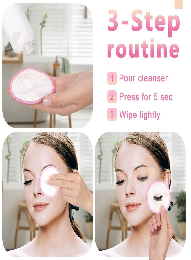 Foaincore 40 Pcs Reusable Makeup Remover Pads with Mesh Storage Bag and Bamboo Box Washable Bamboo Cotton Rounds Soft Reusable Face Pad for Toner Skin Various Skin Care Products(White Pink) - Image 3